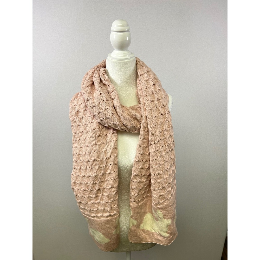 Magaschoni Home Bunny Scarf Women OS Pink Honeycomb Knit Cotton Wrap Shawl